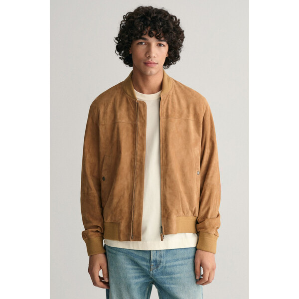 BUNDA GANT SUEDE BOMBER JACKET DARK KHAKI 49096579