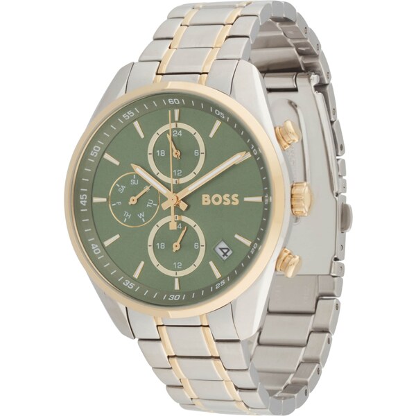 BOSS Analógové hodinky GRAND TOUR zlatá / zelená / strieborná 56727112