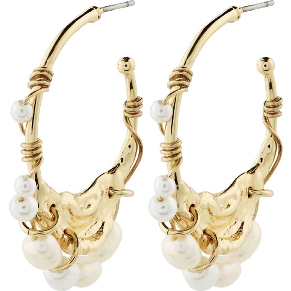 Pilgrim Náušnice Focus zlatá / biela 56727524