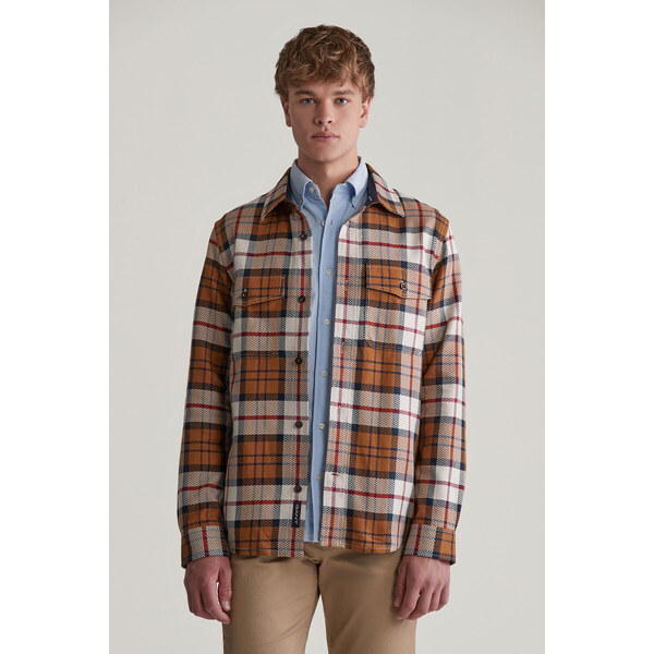 KOŠEĽA GANT HERRINGBONE CHECK OVERSHIRT WARM EARTH 56772030