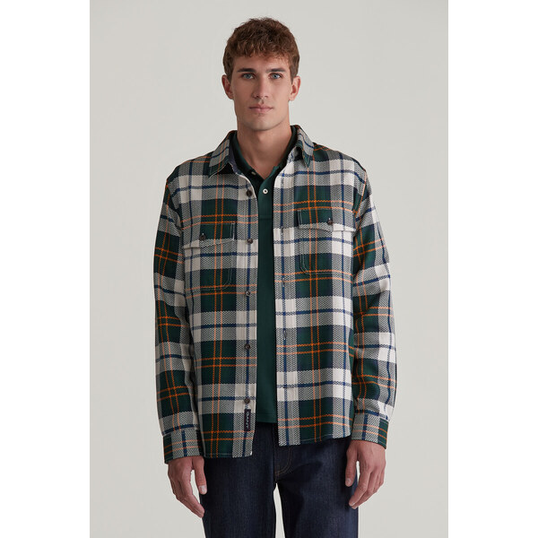 KOŠEĽA GANT HERRINGBONE CHECK OVERSHIRT TARTAN GREEN 56772029