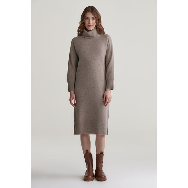 ŠATY GANT HERRINGBONE DETAIL ROLLNECK DRESS WARM GREY 56772050