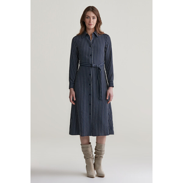 ŠATY GANT SLIM PINSTRIPED SHIRT DRESS EVENING BLUE 56772053