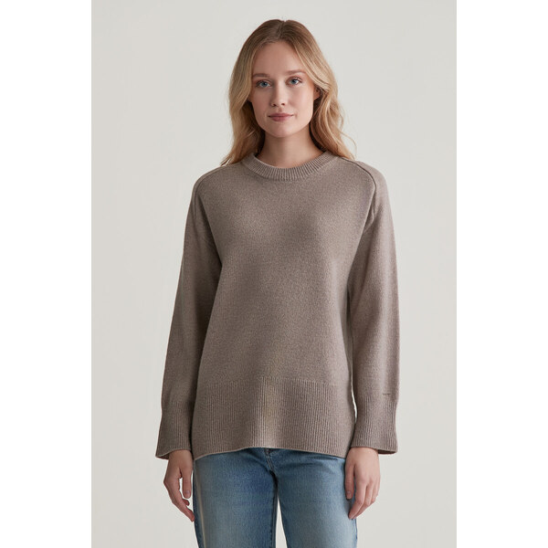 SVETER GANT HERRINGBONE DETAIL C-NECK WARM GREY 56772059