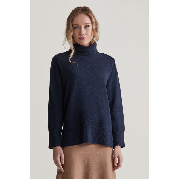 SVETER GANT HERRINGBONE DETAIL ROLLNECK EVENING BLUE 56772062