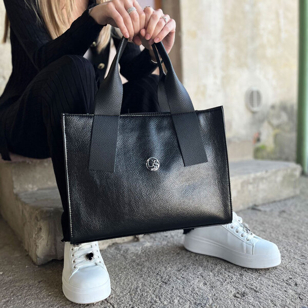 Elegantná väčšia čierna dámska kabelka do ruky S684 GROSSO 53350644