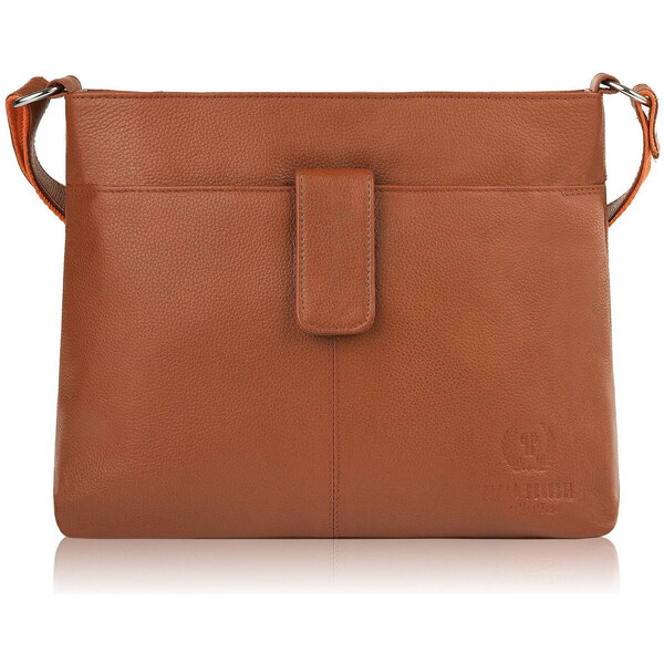 Paolo Peruzzi Dámska kožená kabelka cez rameno E-27-CG | koňaková E-27 56776840