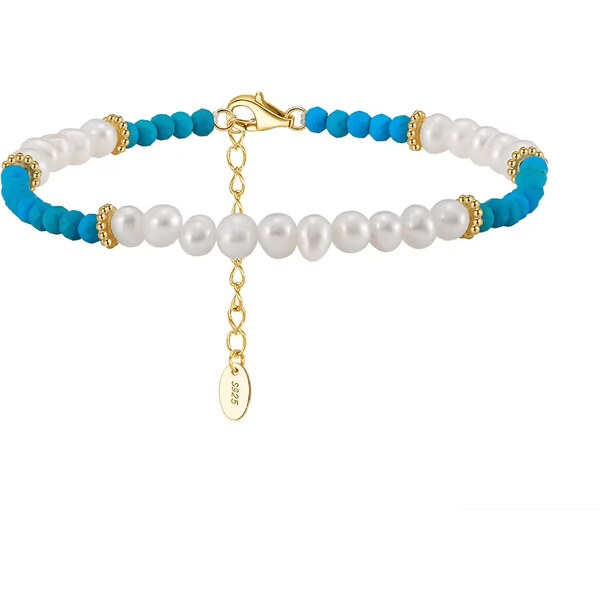 Olivie Perlový tyrkysový náramok GOLD 9056 56801197