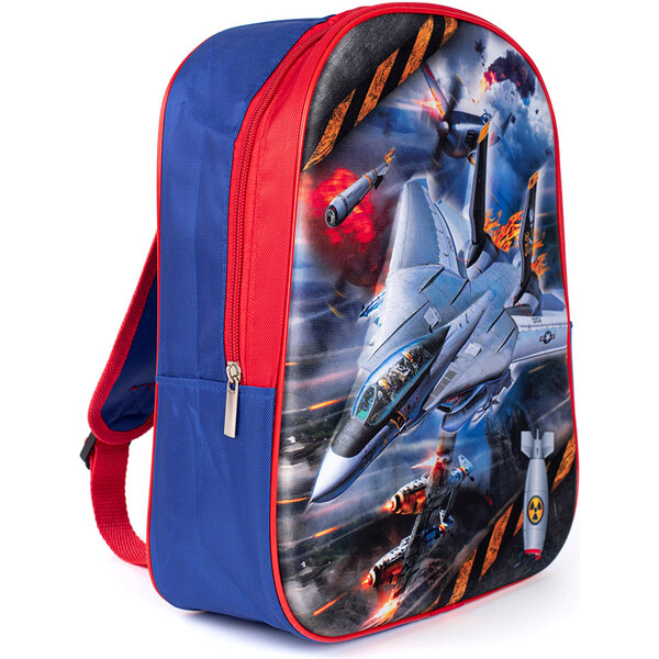 Shelvt Blue and red backpack for a boy with a spaceship 57025724