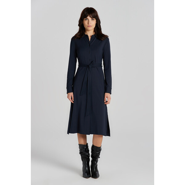 ŠATY GANT SLIM JERSEY SHIRT DRESS EVENING BLUE 49041253