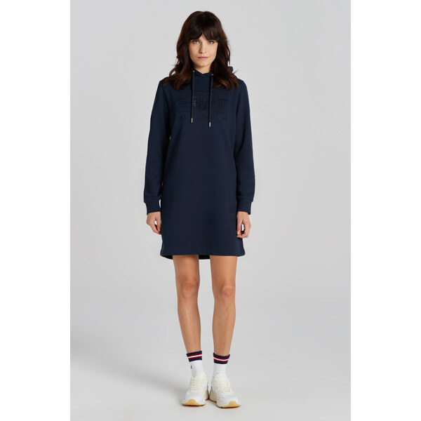 MIKINOVÉ ŠATY GANT REG TONAL SHIELD DRESS EVENING BLUE 49041248