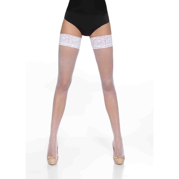 BAS BLEU Sieťované samodržiace pančuchy s čipkou LUCREZIA 20 DEN 58400988