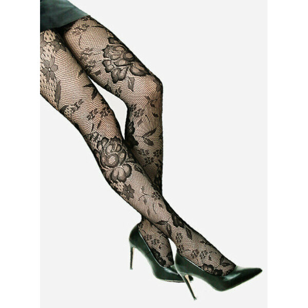 Čierne pančuchy s veľkými kvetmi № 016 Lores 43785191