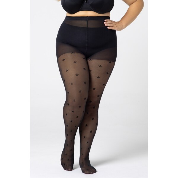 Pančuchy pre moletky s hviezdičkami QUEEN SIZE STARS 30 DEN Mona 44018330