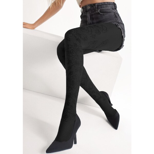 Efektné dámske pančuchy s čiernymi 3D ružami GRACE B04 40 DEN Marilyn 46352599