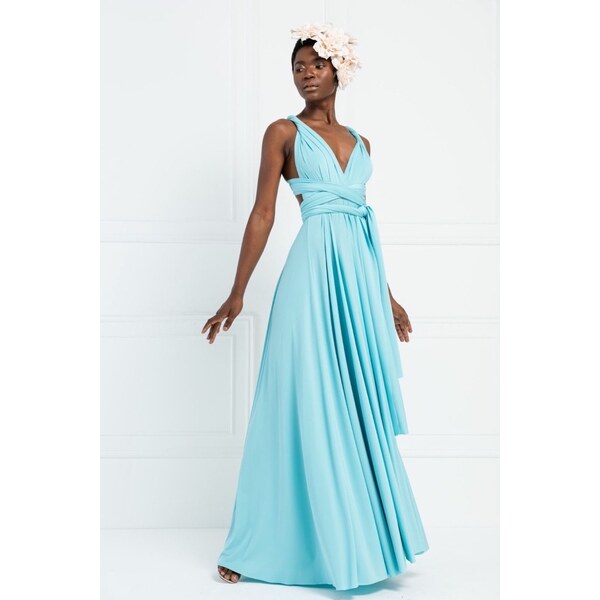 miadresses.sk Mentolové dlhé šaty na viazanie 56887330