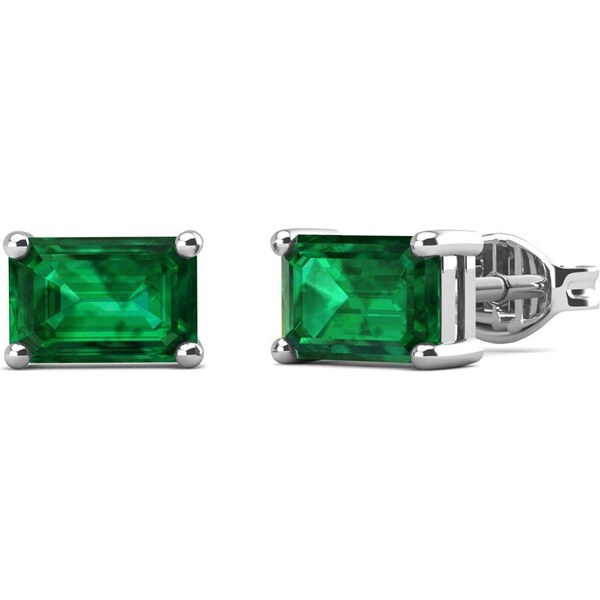 Royal Fashion strieborné pozlátené náušnice so zeleným smaragdom EE010 57490355