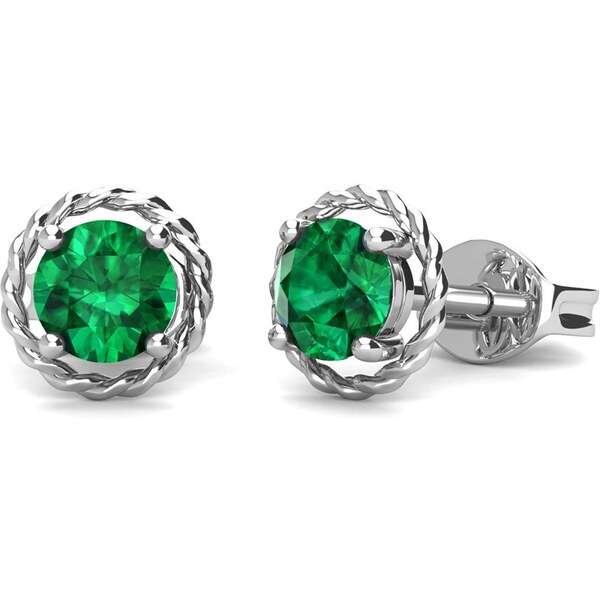 Royal Fashion strieborné pozlátené náušnice so zeleným smaragdom EE015 57490354