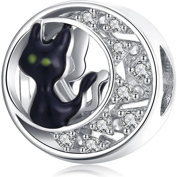 Royal Fashion strieborný prívesok Čierna mačka 57487607