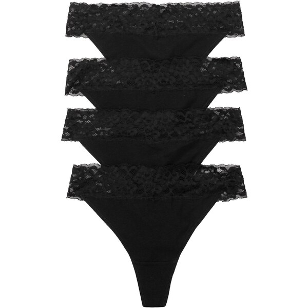 bonprix Stringové nohavičky (4ks v balení) s bavlnou, farba čierna 45555779