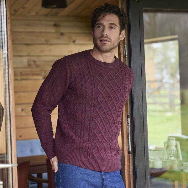 Pulóver s okrúhlym výstrihom bordó melír 086 Blancheporte 56966603