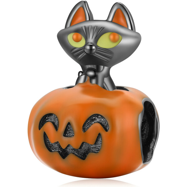 Royal Fashion strieborný prívesok Tekvica s mačkou 57487602