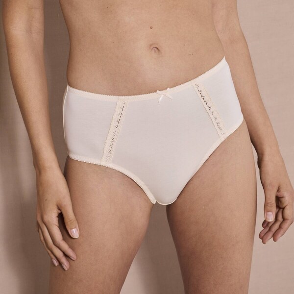 Súprava 2 bavlnených maxi nohavičiek s ažúrou sivoružová/slonová kosť 57059054