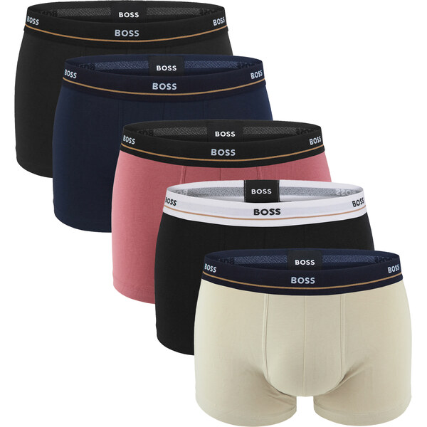 BOSS - boxerky 5PACK essential cotton stretch dark & brick tones 56978521