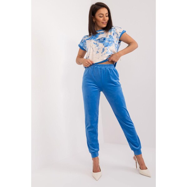 MladaModa Velúrová súprava s potlačou a mašľou na chrbte model 38181 56979478