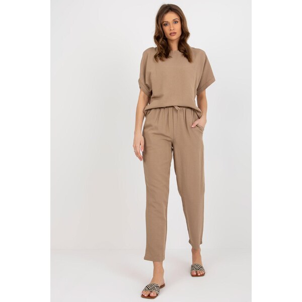 MladaModa Letná tepláková súprava model 414205 béžová 56979473