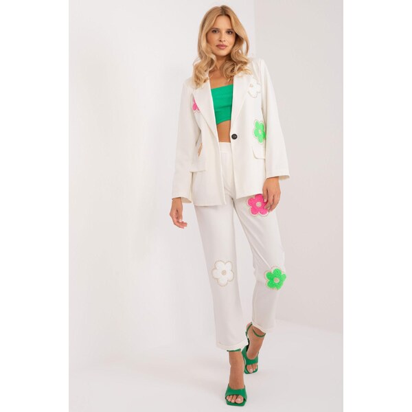 MladaModa Elegantný kvetinový komplet saka a nohavíc model 80630 farba 56979549