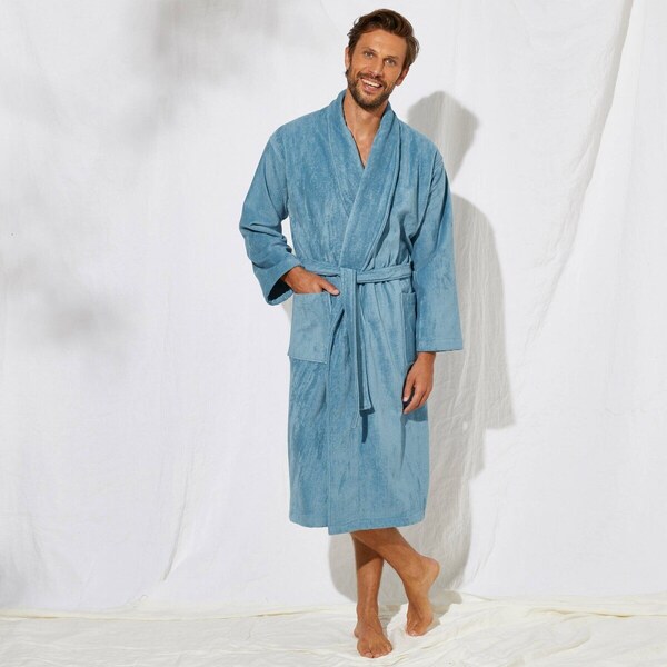 Unisex froté župan so šálovým golierom modrá džínsová 036 Blancheporte 57059067