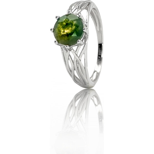 MAJYA Strieborný prsteň PURPOSE s machovým achátom 11102/5 64582048