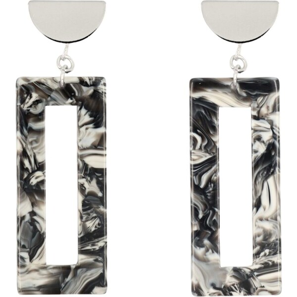 Fräulein Wunder Náušnice Akane čierna / strieborná / biela 54319841