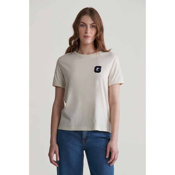 TRIČKO GANT REG G BADGE SS T-SHIRT CREAM 57043212