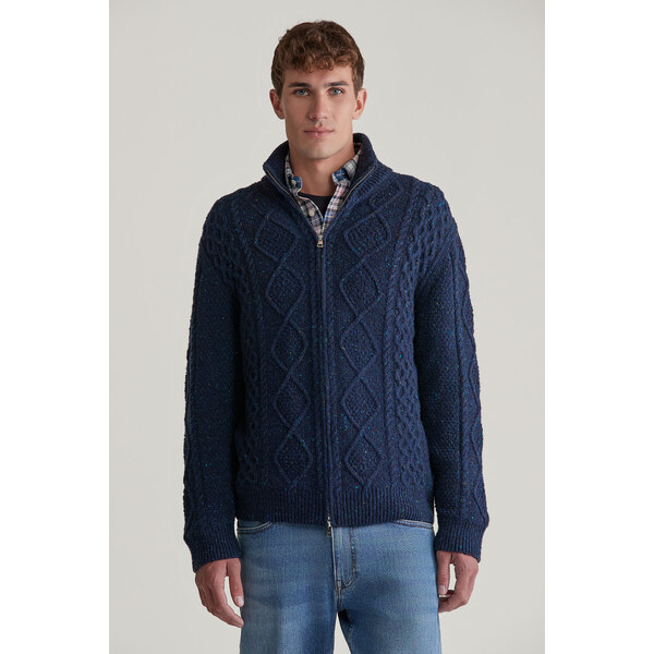 SVETER GANT CABLE ZIP CARDIGAN EVENING BLUE 57043239