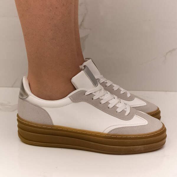 JOHN-C Dámske bielo-šedé tenisky s platformou VICCI 57054396