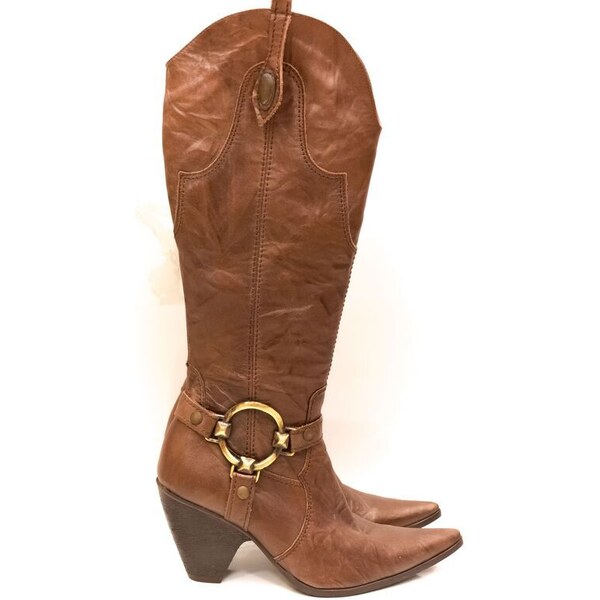 Dámske kožené hnedé čižmy TH3 - MIERNE POŠKODENÉ 57054496