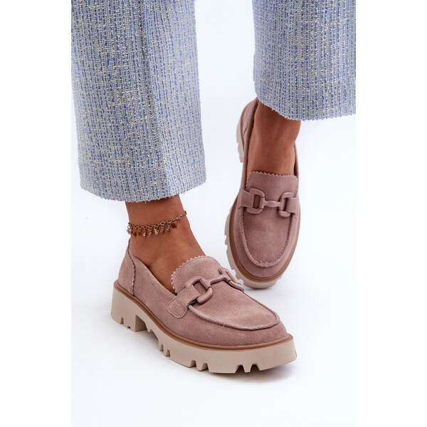 Kesi Dámske semišové mokasíny so zdobením D&A Pink 57058524