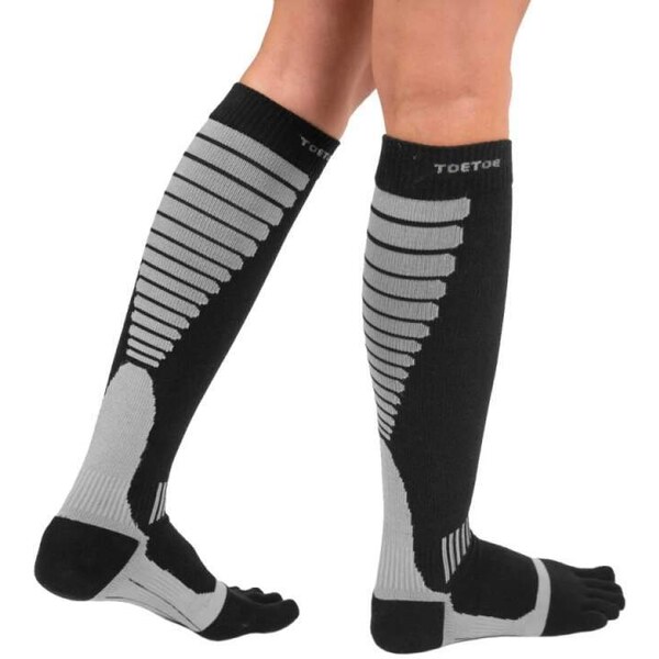 Compression Knee-High prstové kompresný podkolienky ToeToe čierná/sivá 57062274