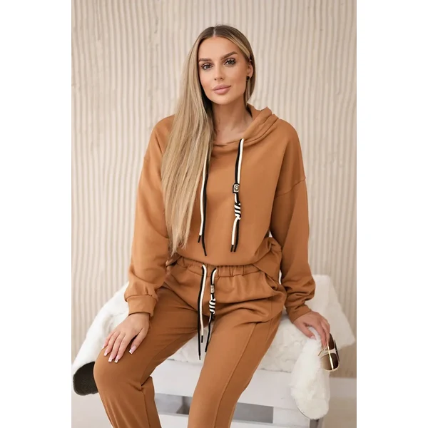 Kesi Włoski Cotton set sweatshirt + camel pants 64655645