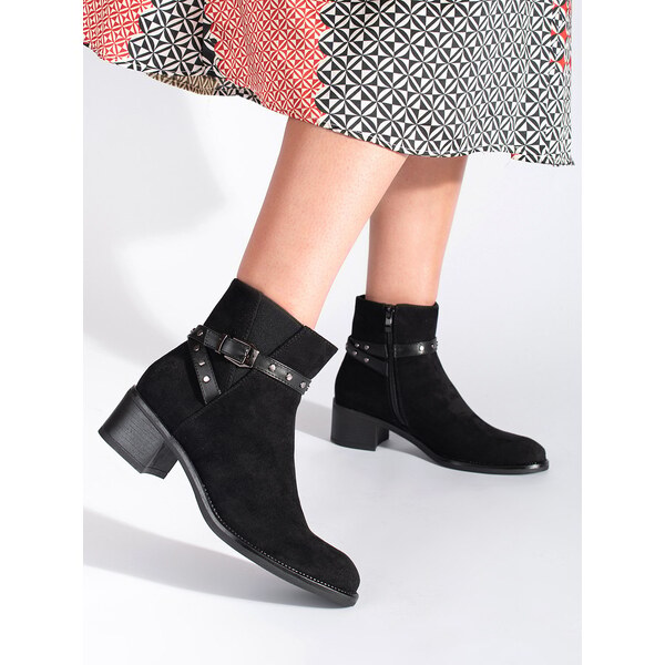 Suede black low-heeled ankle boots by Sergio Leone 57104619