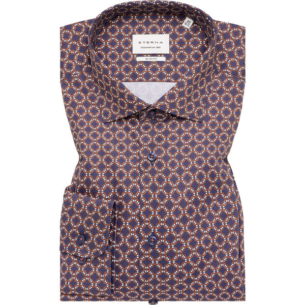 ETERNA Slim fit módna košeľa s potlačou červeno hnedý odtieň Non Iron 57095690