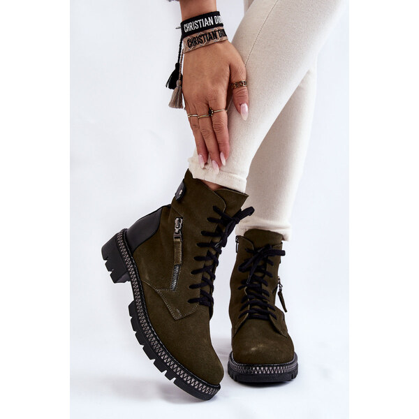 Zelené semišové členkové topánky Laura Messi 60727496