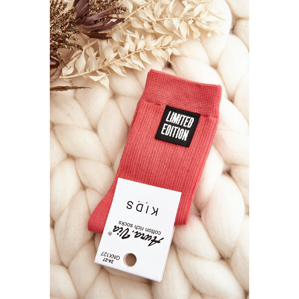 Aura.via Detské hladké ponožky s ružovou náplasťou 50669245