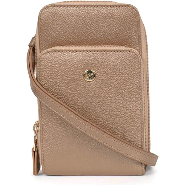 Dámska kožená kabelka na mobil a doklady Hexagona Inga - zlatá 57131020