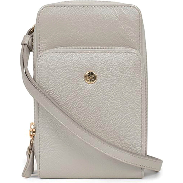 Dámska kožená kabelka na mobil a doklady Hexagona Inga - strieborná 57131019