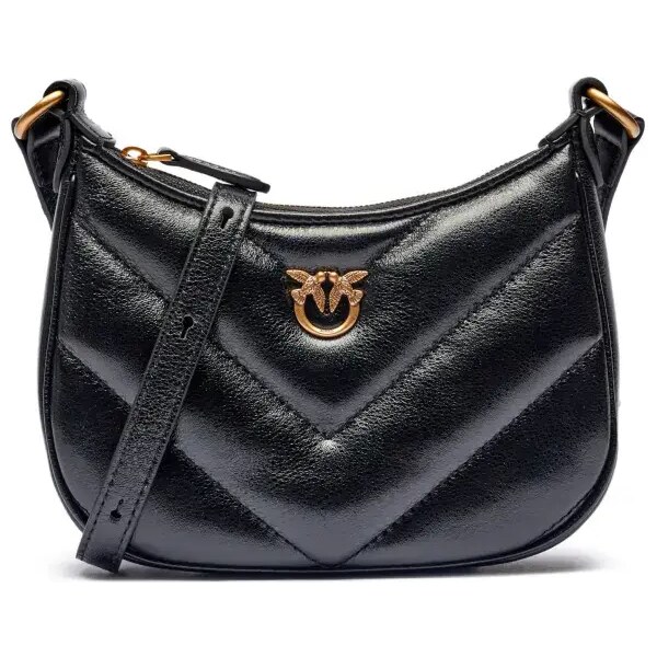 Pinko Kožená kabelka na rameno HALF MOON BABY 57162834