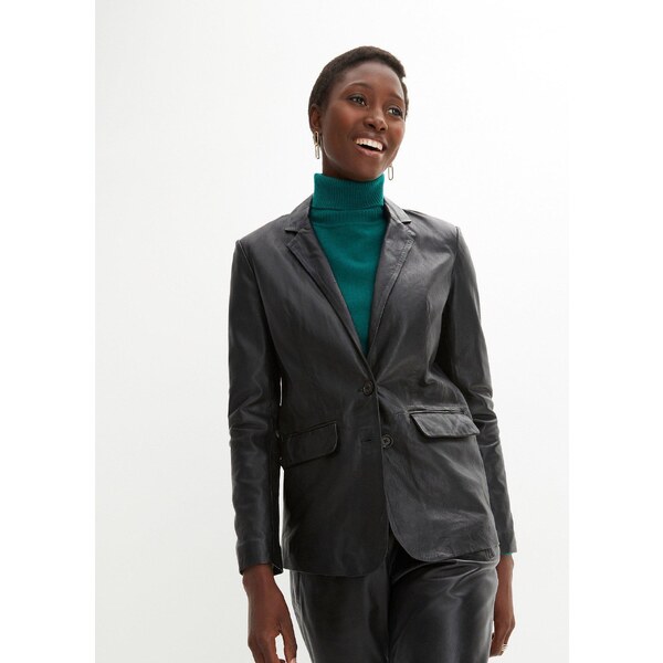 bonprix Kožený blejzer, jahňacia nappa koža, farba čierna 57156215