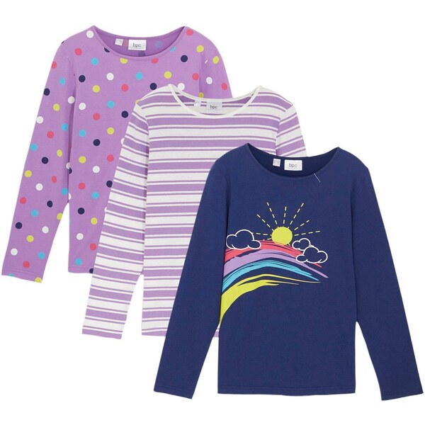 bonprix Tričko s dlhým rukávom, z čistej bio bavlny (3 ks), farba 45535695